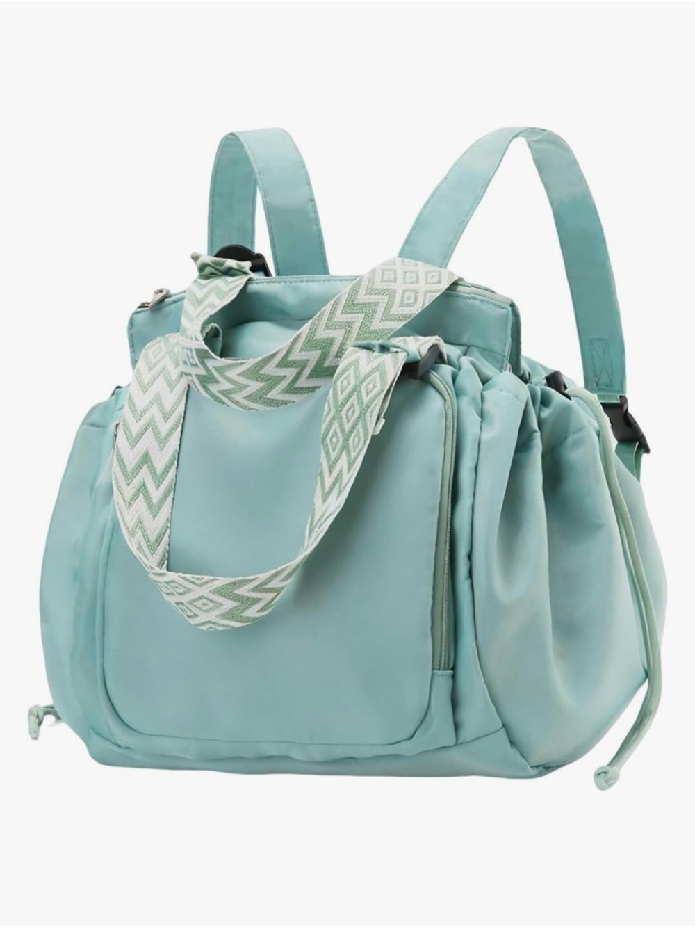 Mint Green Convertible Tote Backpack Travel Bag Aqua Multi Pocket